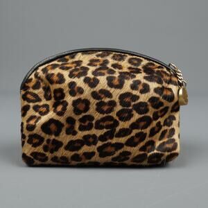 Park Avenue New York Leopard Print Cosmetic Pouch Travel Calf Hair Vintage